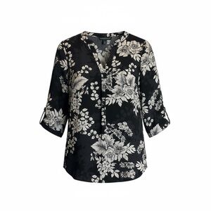 Cynthia Rowley Black and White Floral Blouse